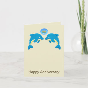 Gay Dolphins And Love Heart Bubble Anniversary Card