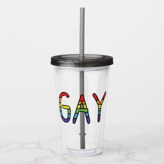 Gay Doodle Design Acrylic Tumbler (Front)