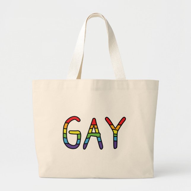 Gay Doodle Design Large Tote Bag (Front)