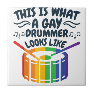 Gay Drummer Drumming Gay Pride Month LGBTQ Rainbow Ceramic Tile