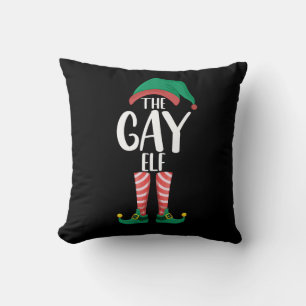 Gay Elf LGTBQ Matching Family Christmas Party Cushion