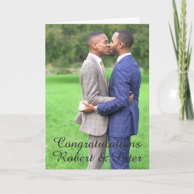 Gay Engagement/Wedding Card - Gay Couple Kissing (Front)