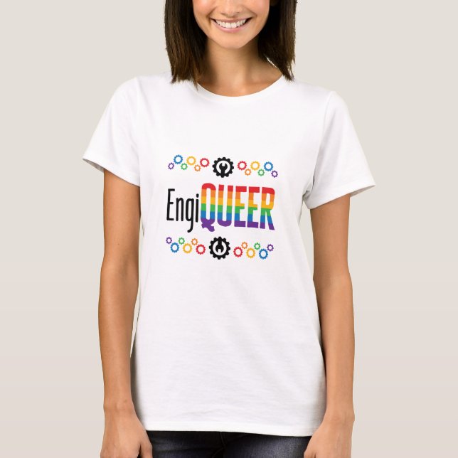 Gay Engineer Engineering Engiqueer Pride Month T-Shirt (Front)