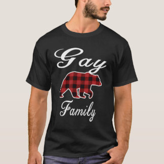 Gay Family Bear Red Plaid Christmas Pajama Men Wom T-Shirt