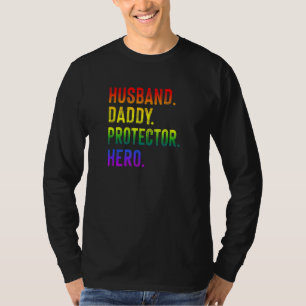 Gay Fathers Day Lgbt Pride Husband Daddy Protector T-Shirt