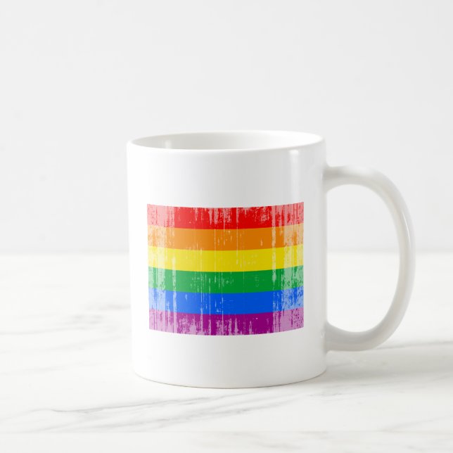 GAY FLAG DISTRESSED COFFEE MUG (Right)