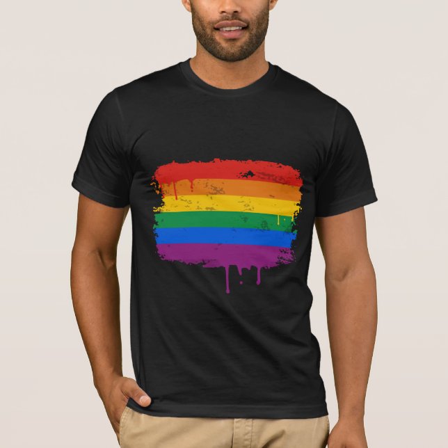 GAY FLAG DRIPPING T-Shirt (Front)