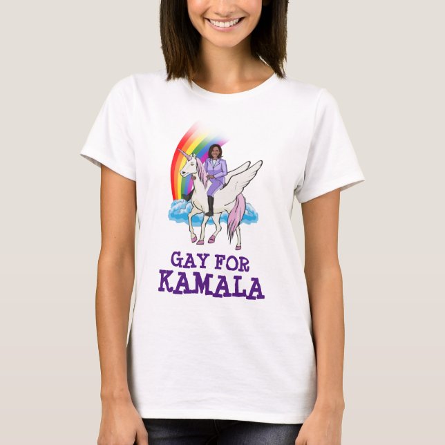 GAY FOR KAMALA BUMPER STICKER T-Shirt (Front)