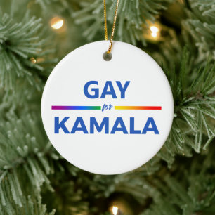 Gay for Kamala Harris Ceramic Ornament