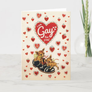 GAY FOR YOU - cute, funny retro Valentine card