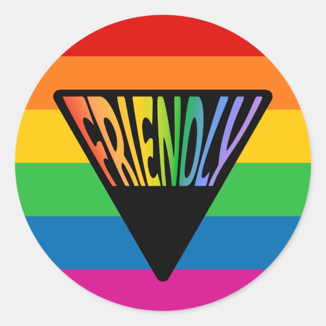 Gay Friendly Triangle Classic Round Sticker (Front)