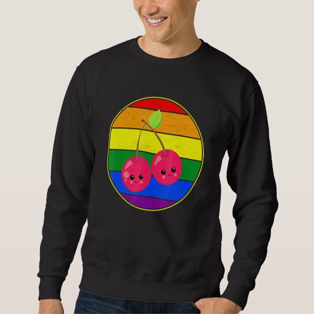 Gay Fruit Cherry Lgbtq Pride Stuff For Teens Rainb Sweatshirt (Front)