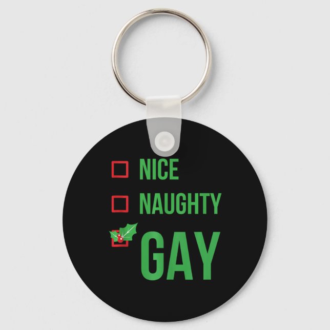 Gay Funny Pajama Christmas Gift  Key Ring (Front)