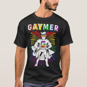 Gay Gamer Gaming Gaymer Gayming LGBTQ Gay Mens Pri T-Shirt