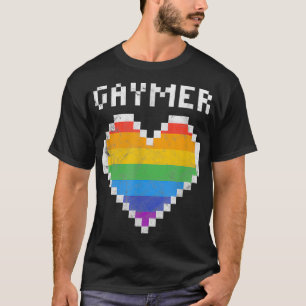 Gay Gamer  Gaming Heart Gaymer Lesbian LGBT Pride  T-Shirt