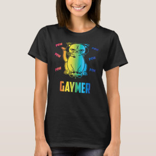 Gay Gaymer Cat LGBT Awareness Pride Month Rainbow  T-Shirt