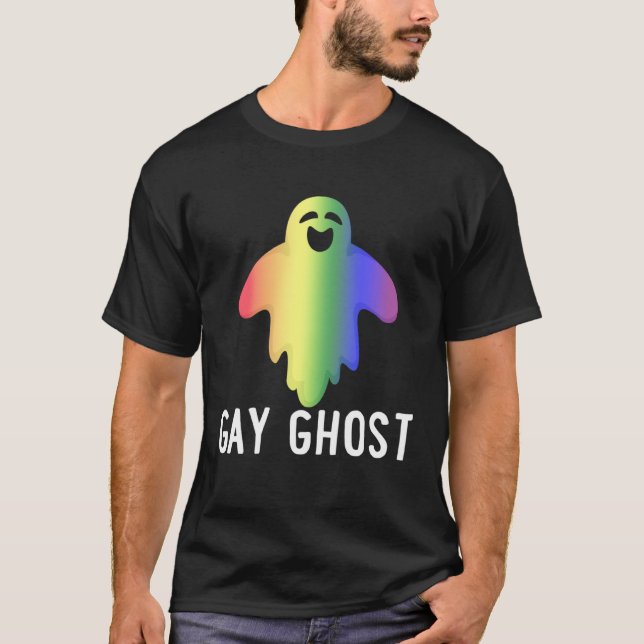 Gay Ghost Gaysper Rainbow Flag LGBT Pride Hallowee T-Shirt (Front)