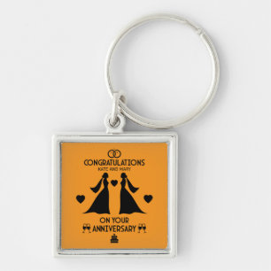 Gay Girls Wedding Anniversary Key Ring