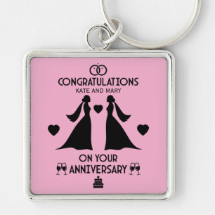 Gay Girls Wedding Anniversary Key Ring