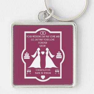 Gay Girls Wedding Anniversary Key Ring