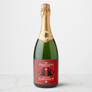 Gay Girls Wedding Anniversary Sparkling Wine Label