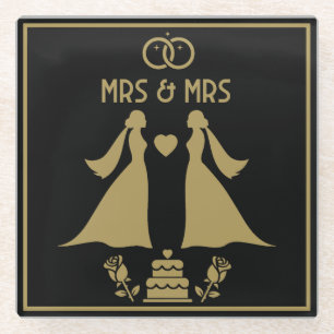 Gay Girls Wedding Day Glass Coaster