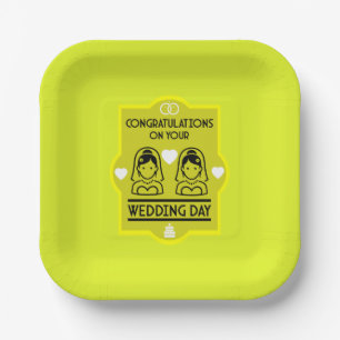 Gay Girls Wedding Day Paper Plate