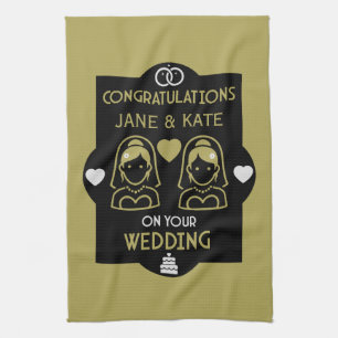 Gay Girls Wedding Day Tea Towel