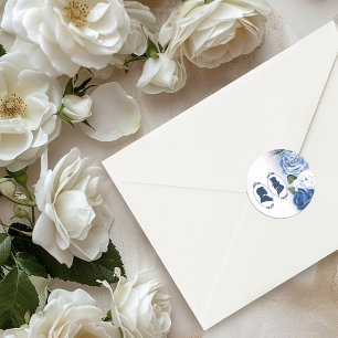 Gay Grooms Regency Blue Roses Classic Round Sticker