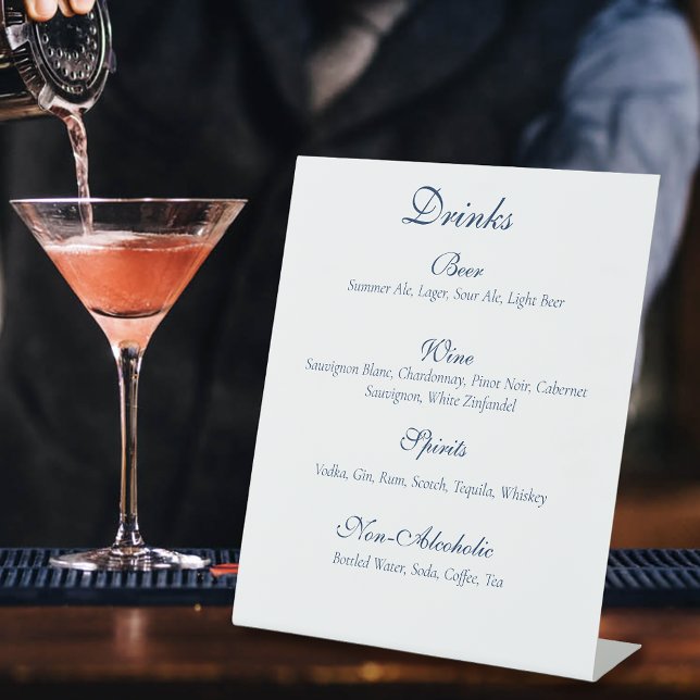 Gay Grooms Regency Blue Roses Drinks Menu Pedestal Sign (Creator Uploaded)