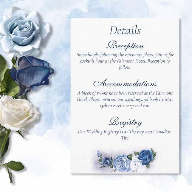Gay Grooms Regency Blue Roses Enclosure Card (Creator Uploaded)