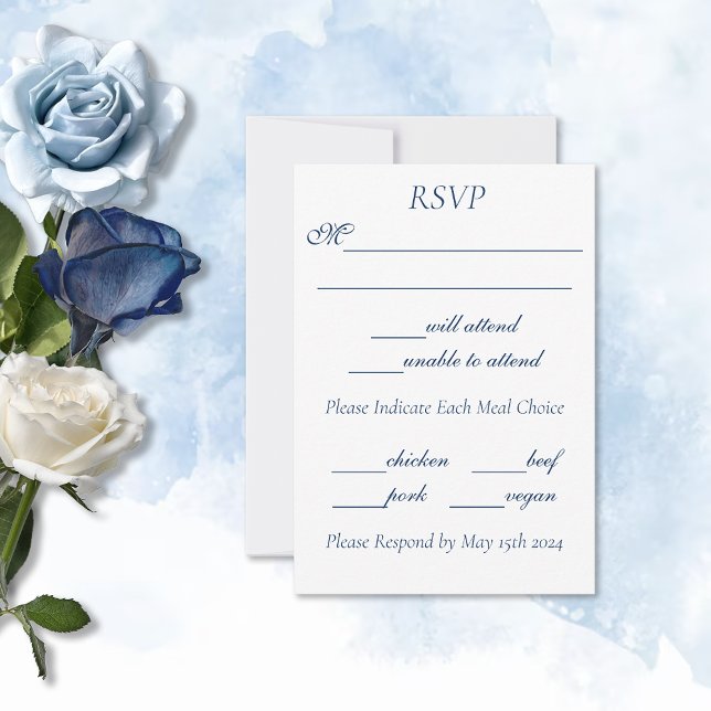 Gay Grooms Regency Blue Roses RSVP Card (Creator Uploaded)