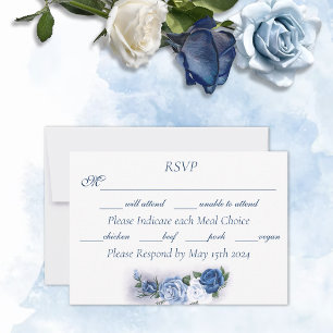 Gay Grooms Regency Blue Roses RSVP Card