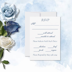 Gay Grooms Regency Blue Roses RSVP Card