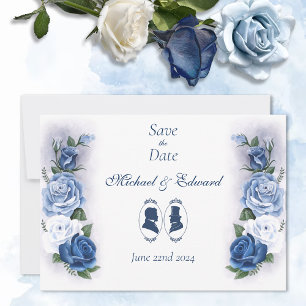 Gay Grooms Regency Blue Roses Save The Date