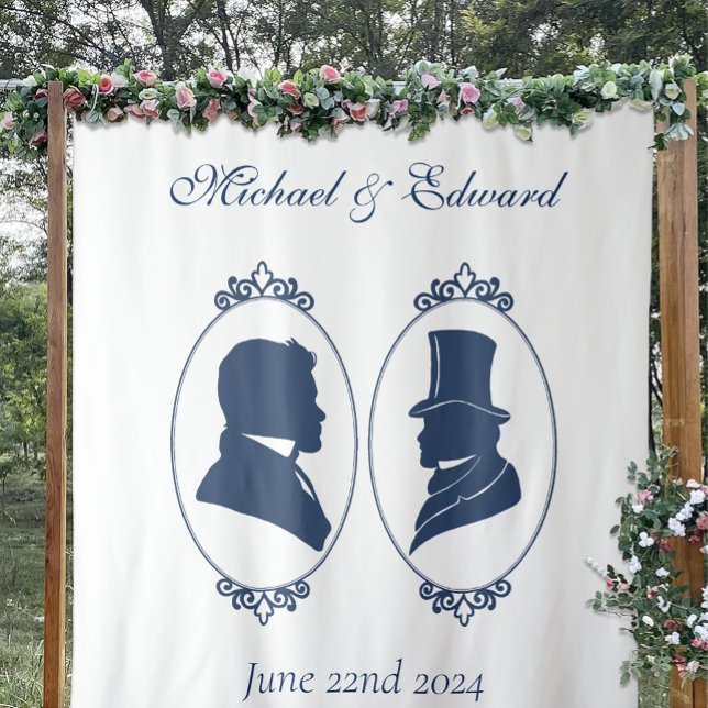 Gay Grooms Regency Blue Roses Tapestry (Creator Uploaded)