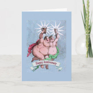 Gay Happy Anniversary Twin Stars Card