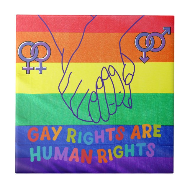 Gay have rights ceramic tile (Front)