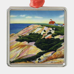 Gay Head Cliffs and Life Saving Station View Metal Tree Decoration