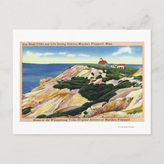 Gay Head Cliffs and Life Saving Station View Postcard (Front)