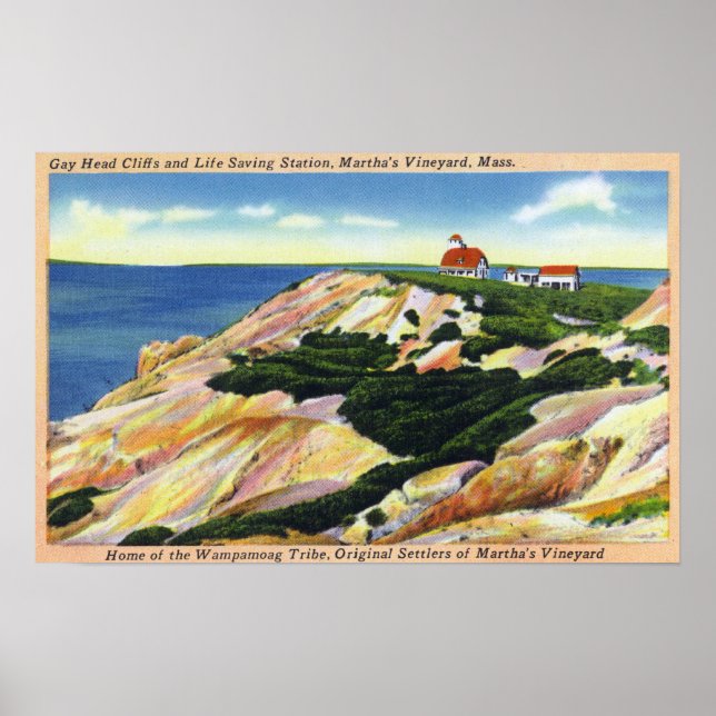 Gay Head Cliffs and Life Saving Station View Poster (Front)
