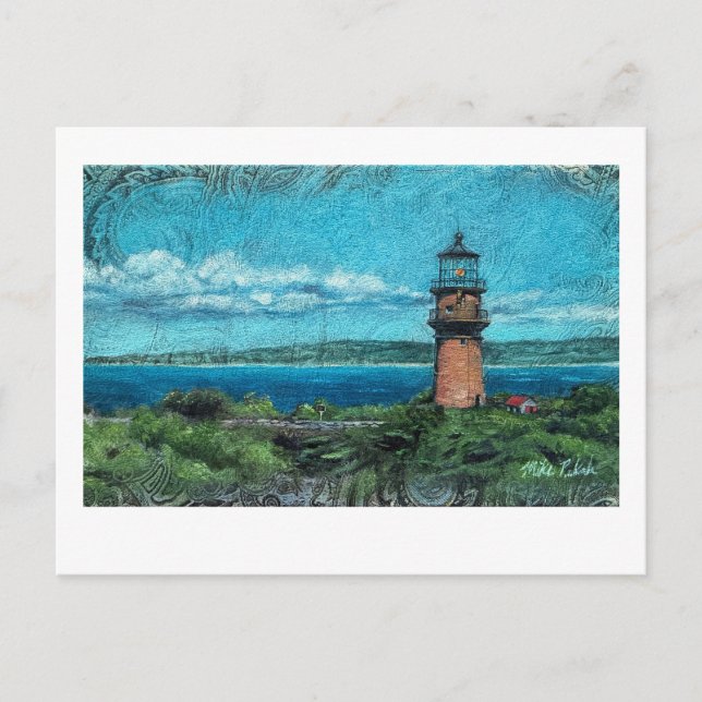 Gay Head Lighthouse painting in Martha's Vineyard Postcard (Front)