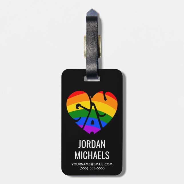 Gay Heart Luggage Tag (Back Vertical)