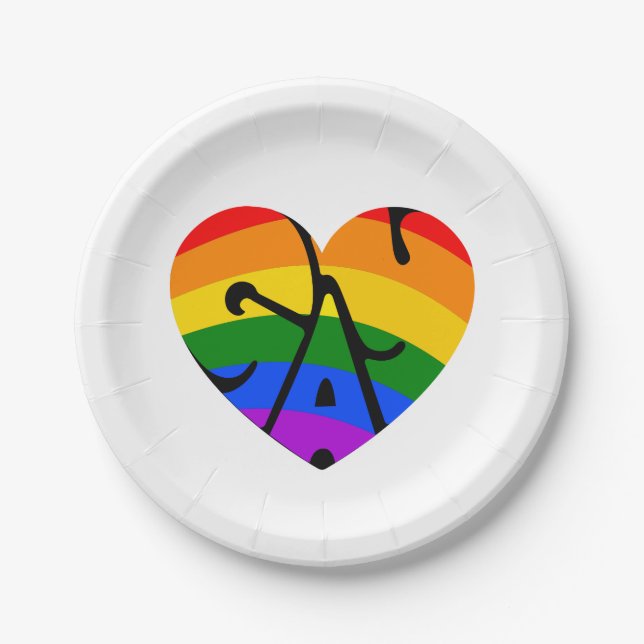 Gay Heart Paper Plate (Front)