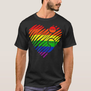 Gay Heart Pride Rainbow Flag LGBTQ Inspirational L T-Shirt