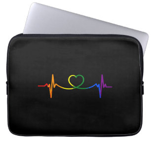 Gay Heartbeat Heart Pride Rainbow Flag LGBTQ Laptop Sleeve