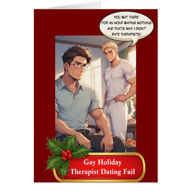 Gay Holiday Therapist Dating Fail: Christmas Card (Front)