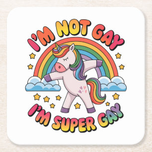 Gay Im Super Gay Sublimation-60681 Tri-Blend Shir Square Paper Coaster