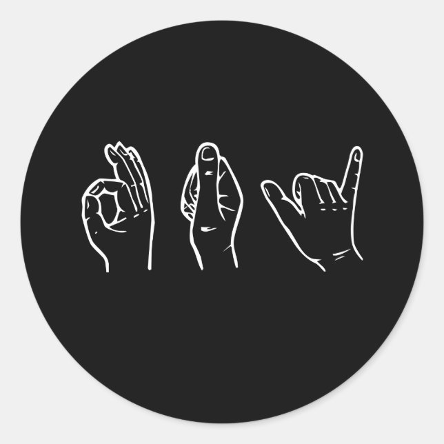 GAY IN SIGN LANGUAGE - WHITE -.png Classic Round Sticker (Front)