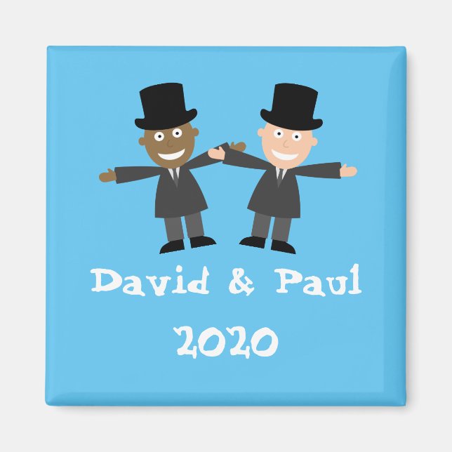 Gay Interracial Wedding Magnet (Front)